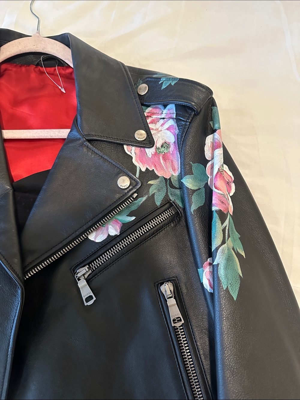 GUCCI MENS SIZE US size LARGE black motorcycle leather jacket - Picture 8 of 17